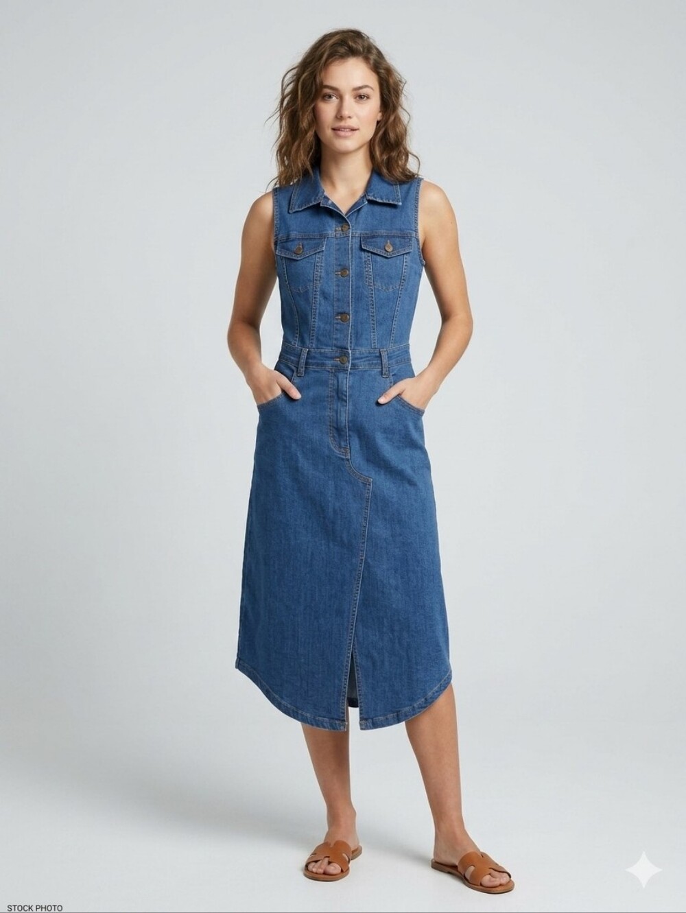 bebe Y2K Aesthetic Denim Midi Dress Sleeveless Collared M (Fits Small)